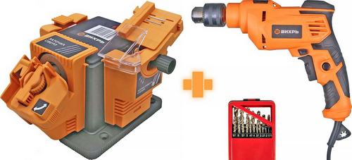 Набор инструментов Ресанта: дрель ДУ-850 + заточный многофункциональный станок СЗМ-65 + сверла 19 штук 902/40